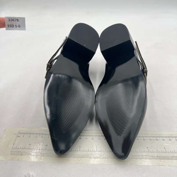 YDN Black Pumps Pointed Toe Mary Jane Chunky Heels Loafers Hollow Buckle Shoes - Picture 6 of 8